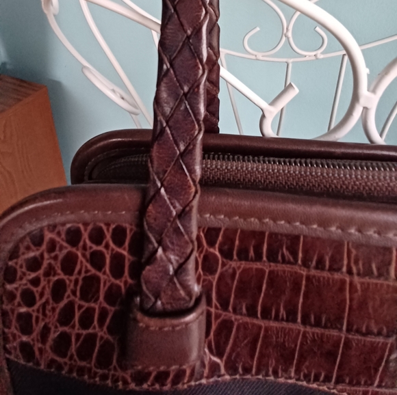 Brighton Black Nylon & Faux Brown Croc Embossed Handbag - Picture 8 of 12